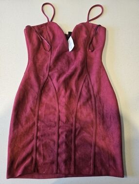 Windsor Fitted Spaghetti-Strap Burgundy Bodycon Dress